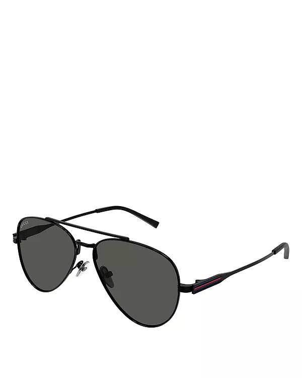 Солнцезащитные очки Web Pilot, 57 мм Gucci, черный