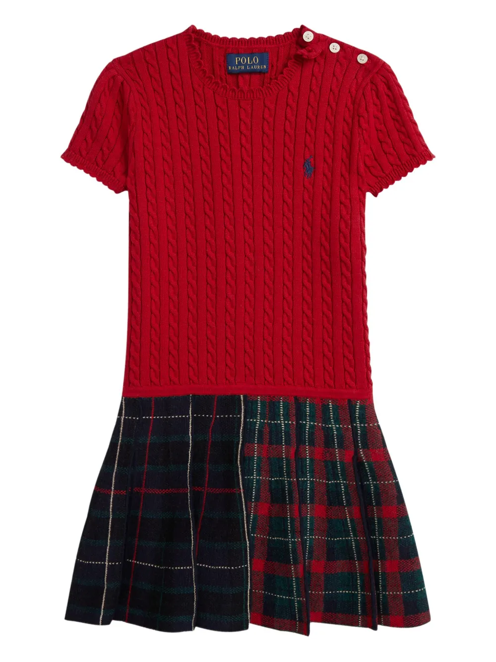 

Платье фактурной вязки с короткими рукавами POLO RALPH LAUREN KIDS, красный