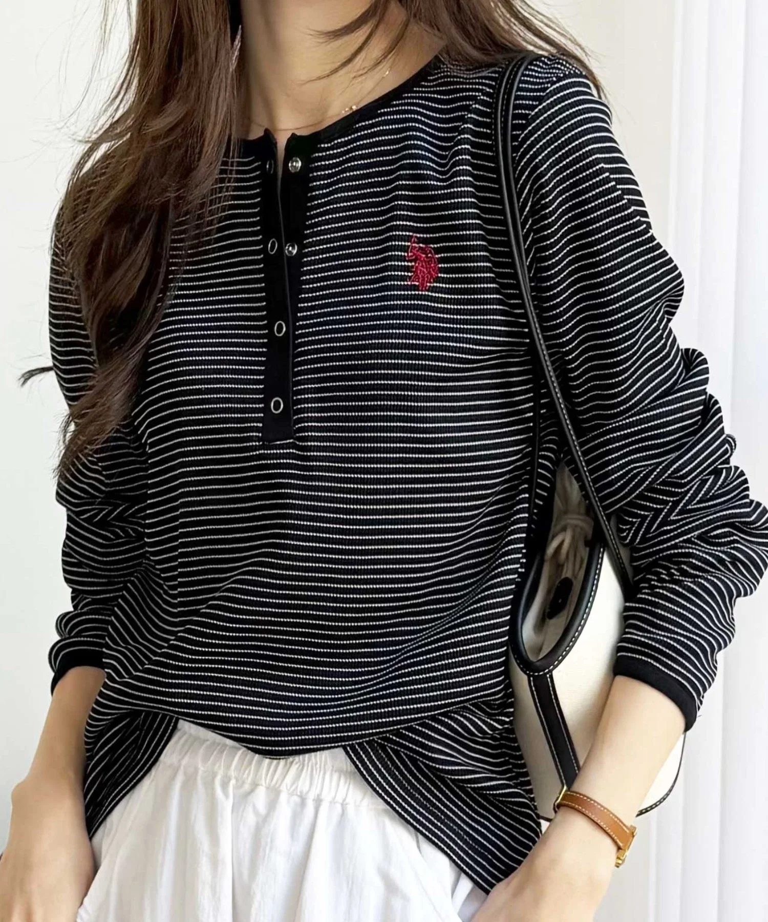 Женская футболка U.S. POLO ASSN. с вафельным принтом и вышивкой