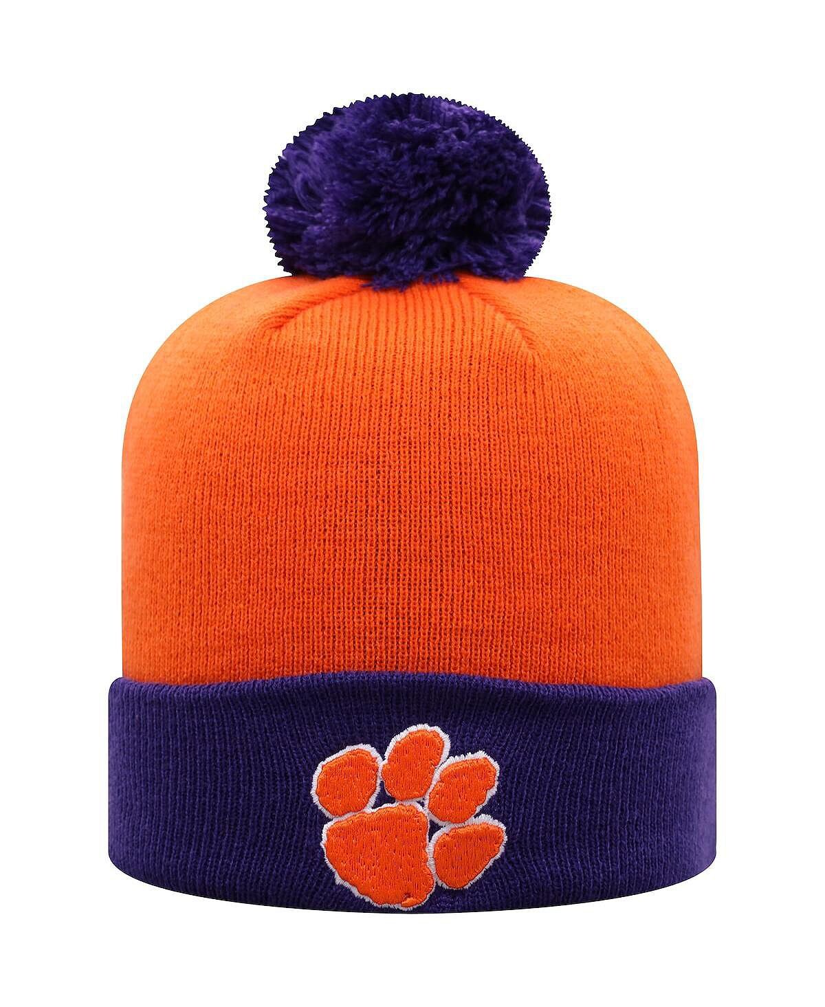 

Мужская оранжево-фиолетовая вязаная шапка Clemson Tigers Core, двухцветная, с манжетами и помпоном Top of the World