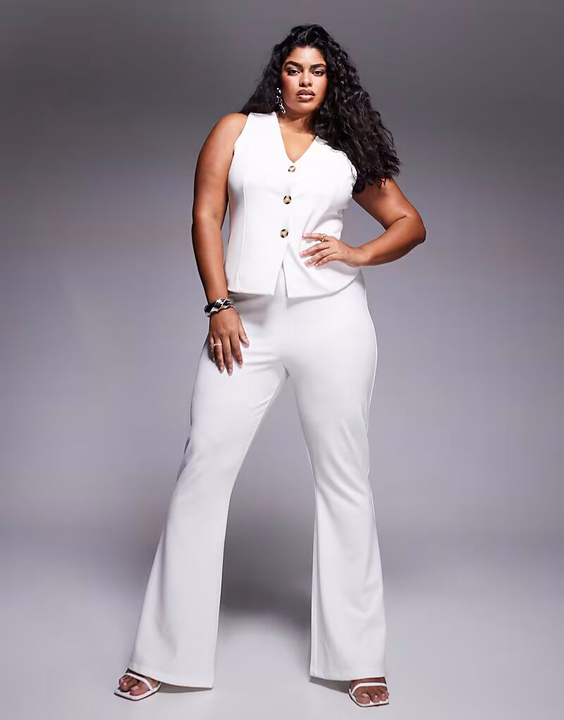 

Белые брюки-клеш ASOS DESIGN Curve Co-ord