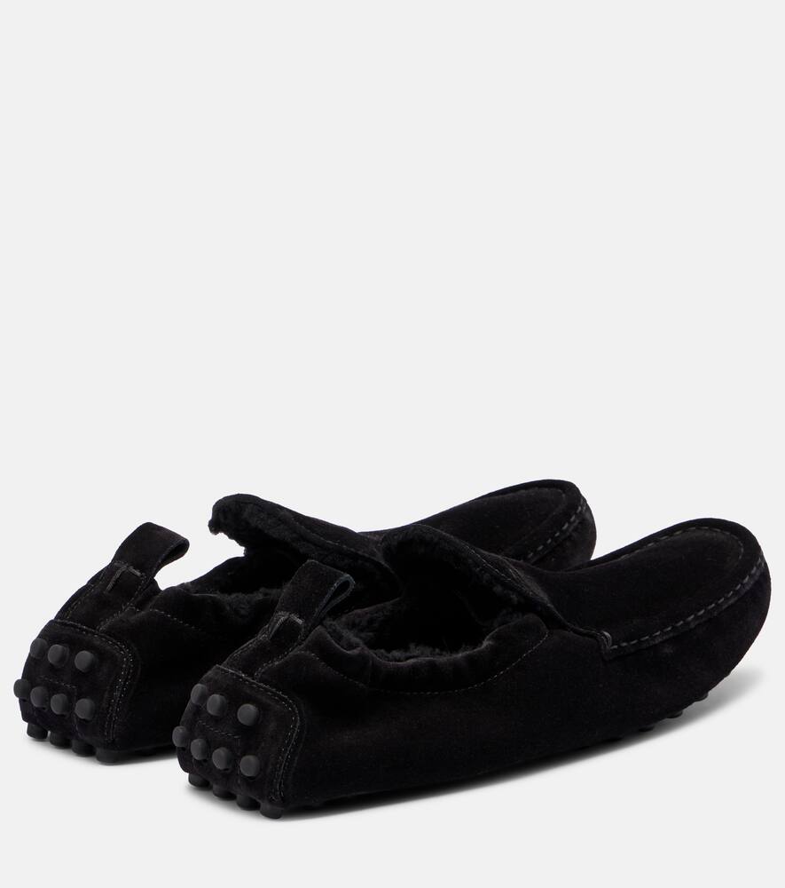 Гоммино замшевые мокасины на подкладке из овчины Tod's, Nero+Nero — фото 2