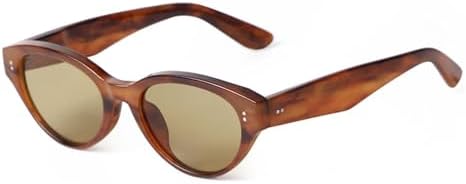 

Ретро-солнцезащитные очки коричневого цвета для женщин и мужчин, солнцезащитные очки в оправе «кошачий глаз» с заклепками, женские очки с защитой от УФ-излучения UV400 MTZJH, C5