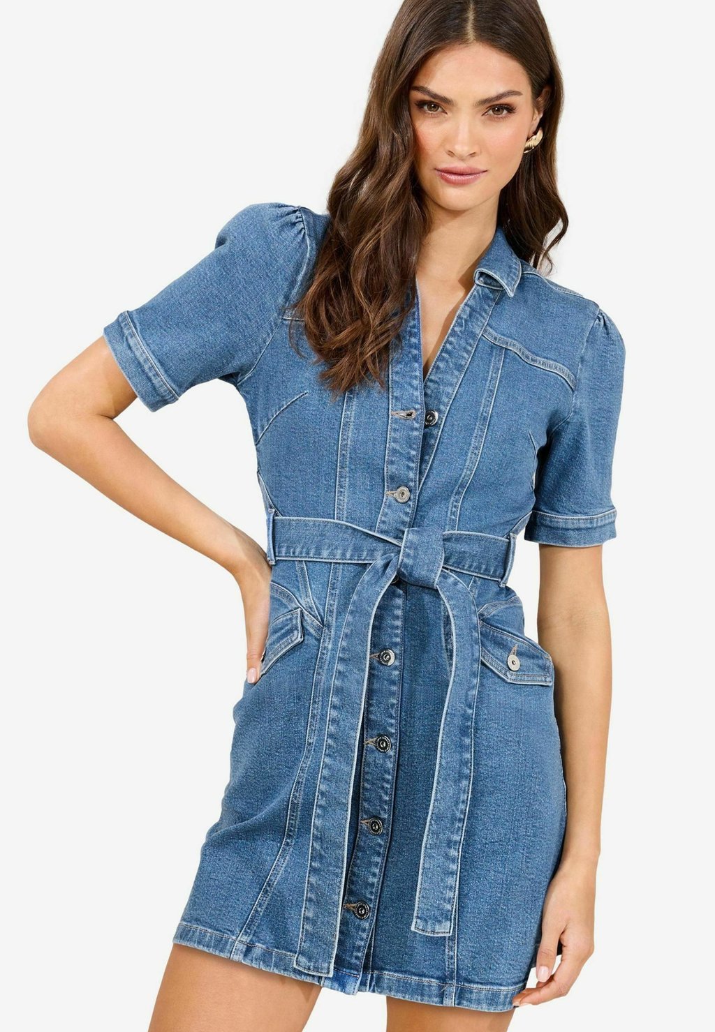 

Джинсовое платье REGULAR FIT - MINI WITH WAIST SEAMING DETAIL Lipsy, синий