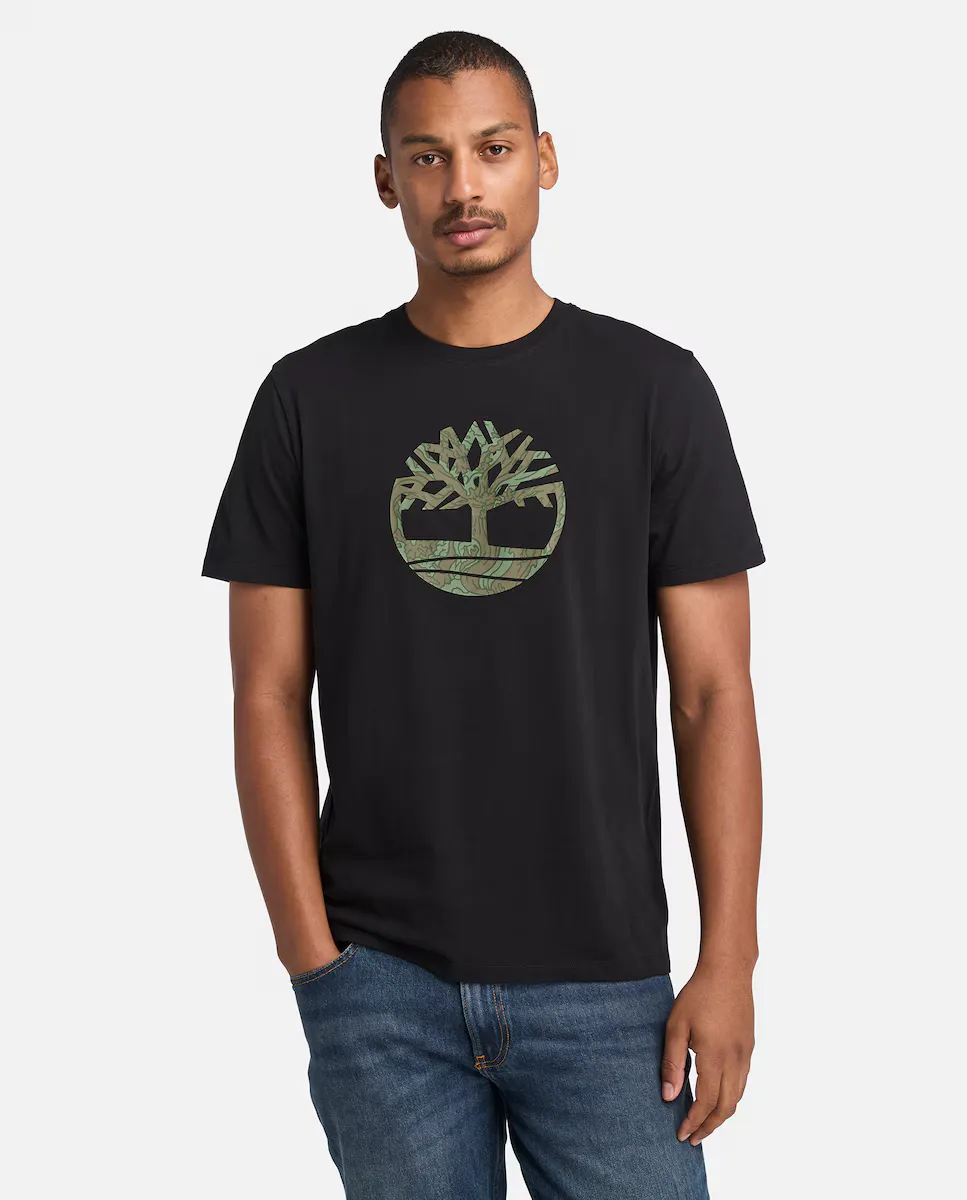 

Мужская футболка с коротким рукавом и камуфляжным логотипом Tree Timberland, черный