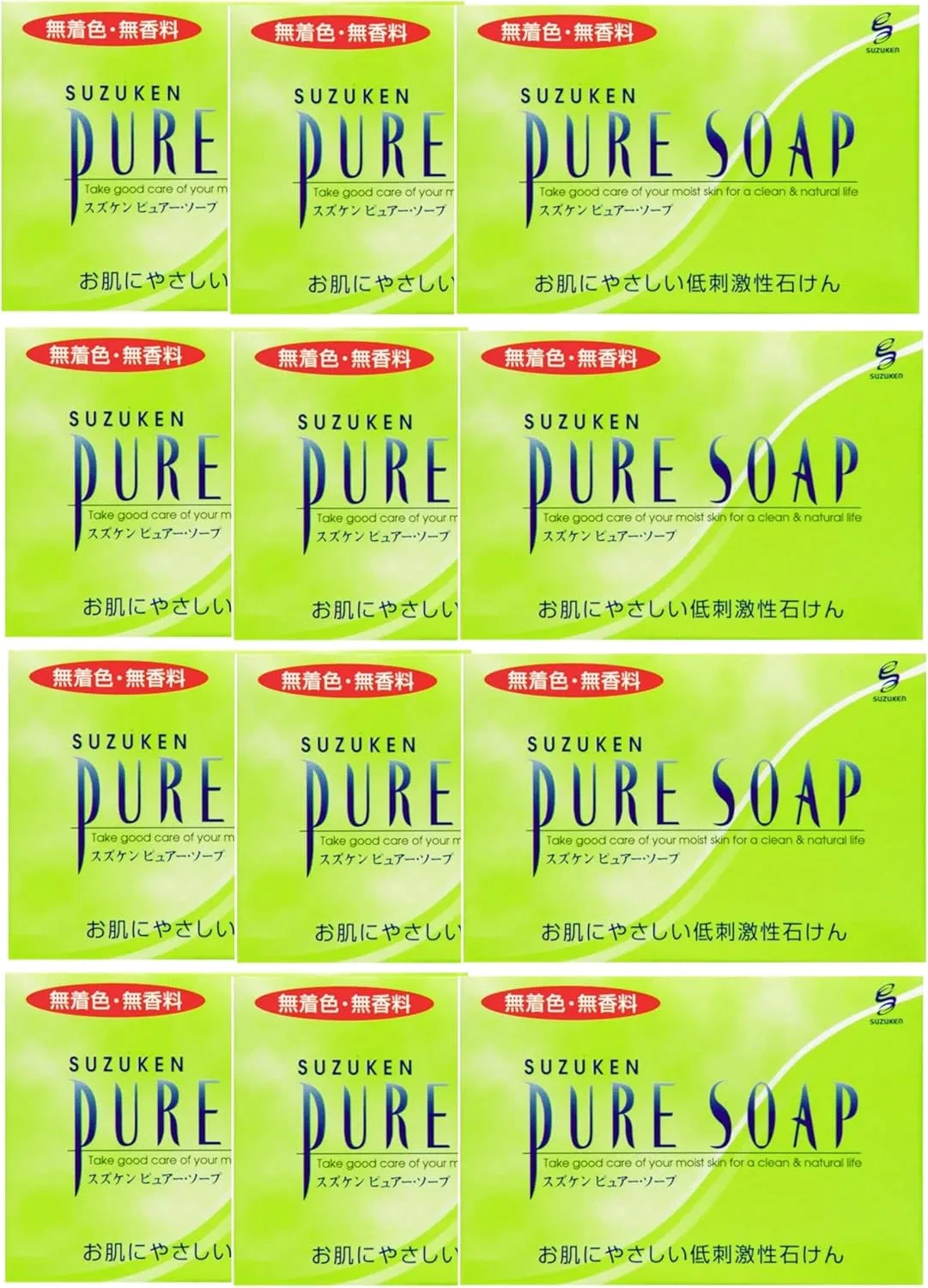 Набор мыла Suzuken Pure Soap, 100 г, прозрачное, гипоаллергенное, 12 штук