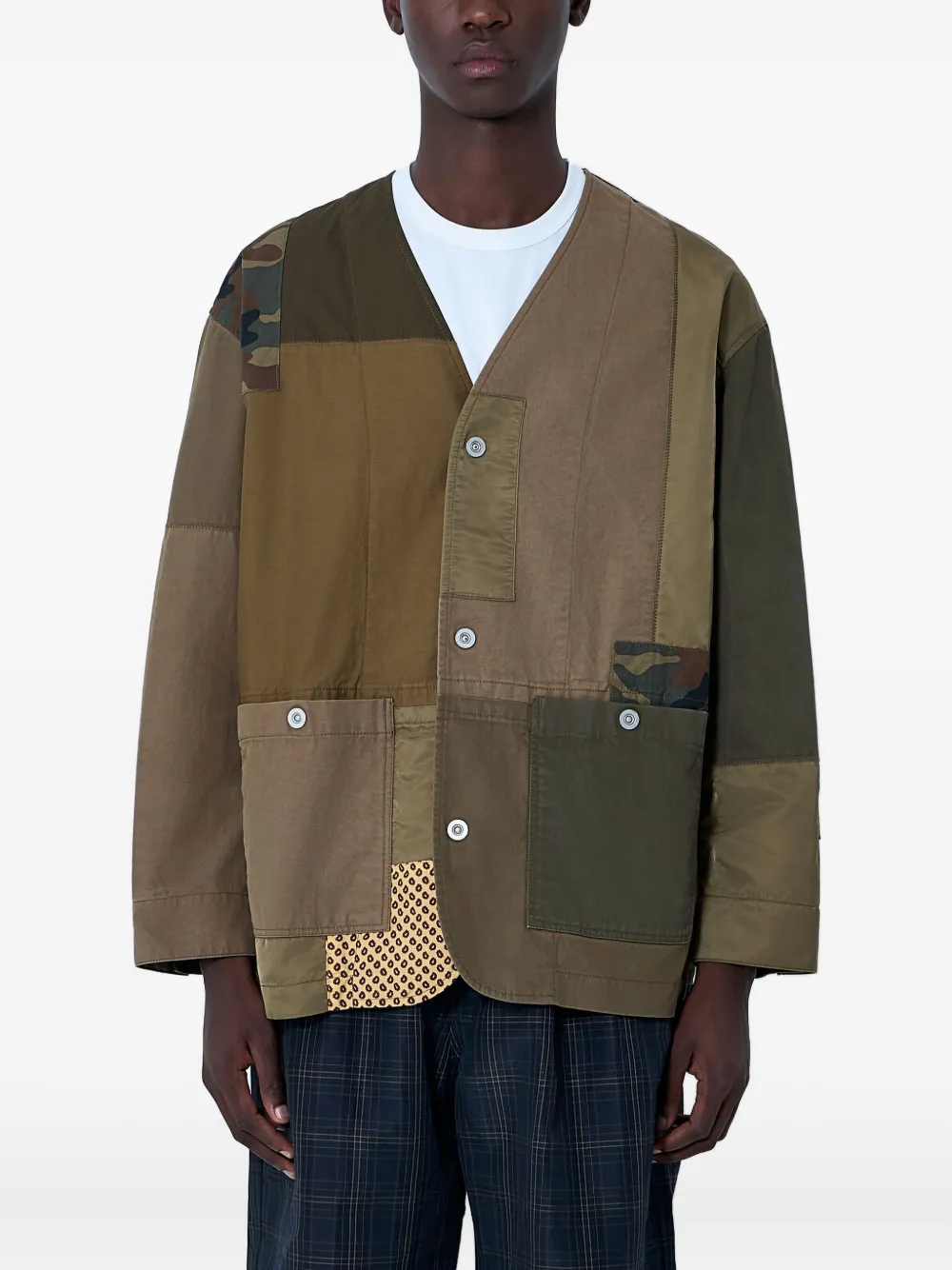 

Куртка-рубашка со вставками в технике пэчворк Comme des Garçons Homme, зеленый