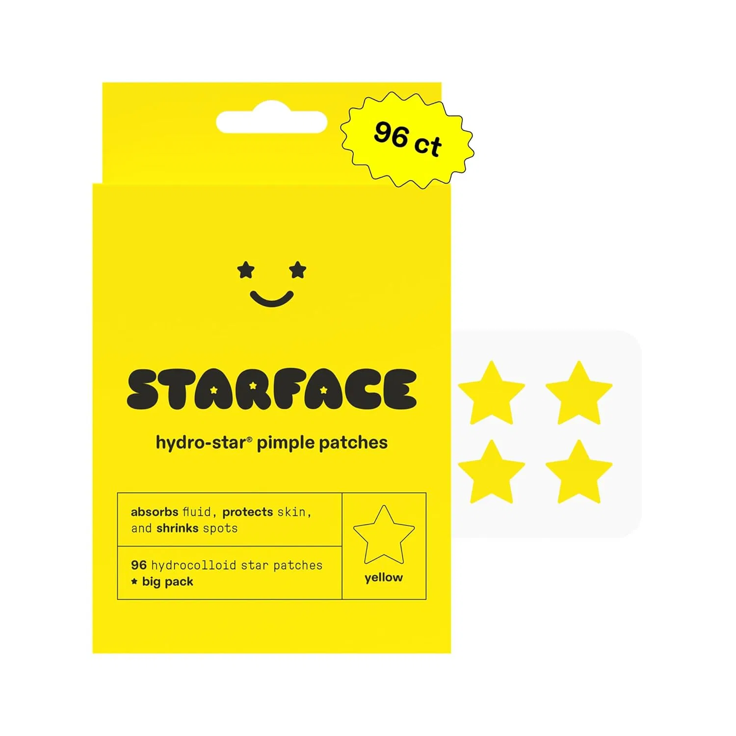 Гидроколлоидные патчи Starface World в форме звезд, 96 шт. Starface World, Yellow Hydrocolloid Stars