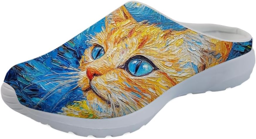 

Женские сабо Forchrinse с принтом кошки, мужские кроссовки-тапочки Kitten для прогулок, с поддержкой свода стопы, садовые сабо с ортопедической стелькой, Iris Cat