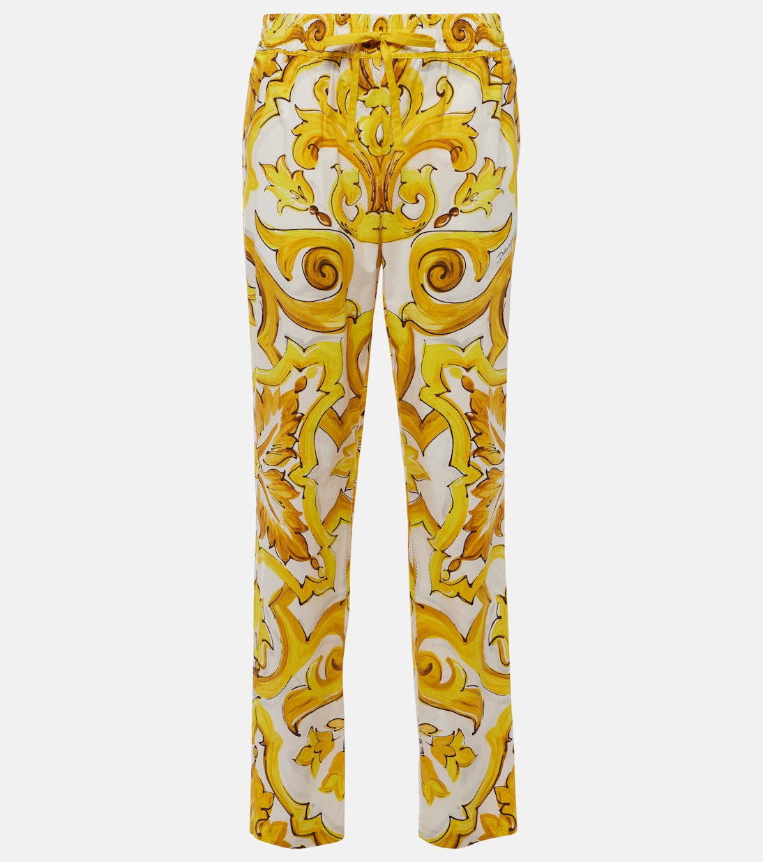 

Прямые брюки из хлопка с высокой талией из майолики Dolce&Gabbana, Mix Maiolica Giallo