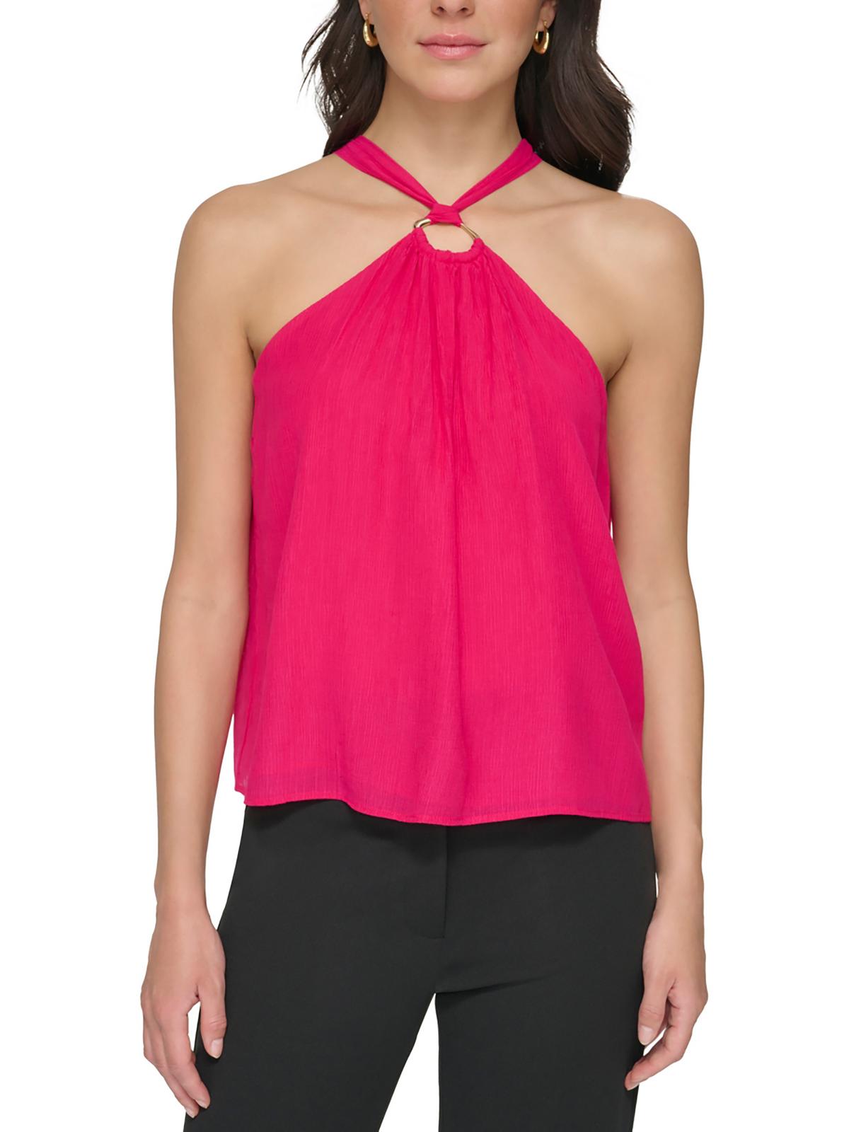 

Женский топ-топ с халтером Crinkle DKNY, цвет amalfi pink