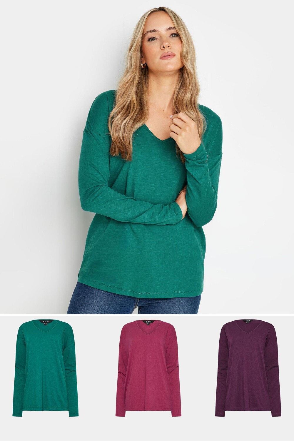 

Футболки с длинным рукавом, 3 шт в упаковке Long Tall Sally, розовый