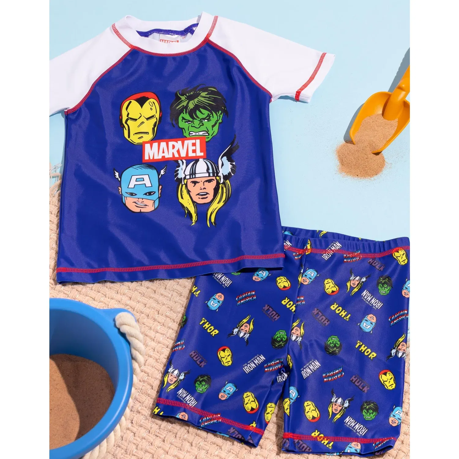 Детский купальный костюм Marvel 2 предмета, синий — фото 2