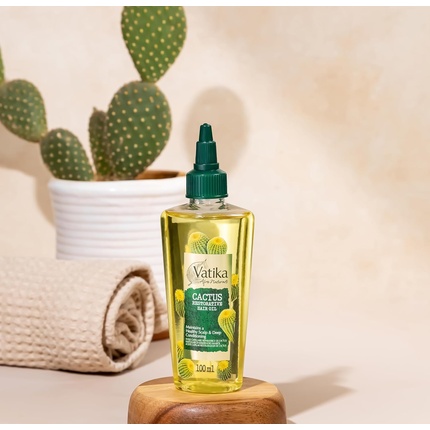 Масло для волос Vatika Afro Naturals Cactus 100 мл, эфирное масло для ухода за волосами, для поддержания здоровья кожи головы и глубокого кондиционирования Vatika Naturals — фото 2