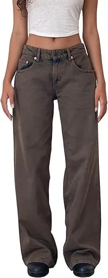 Джинсы свободные прямые Dark Brown