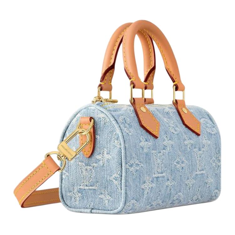 LOUIS VUITTON Луи Виттон Нано Спиди Голубая джинсовая сумка — фото 2