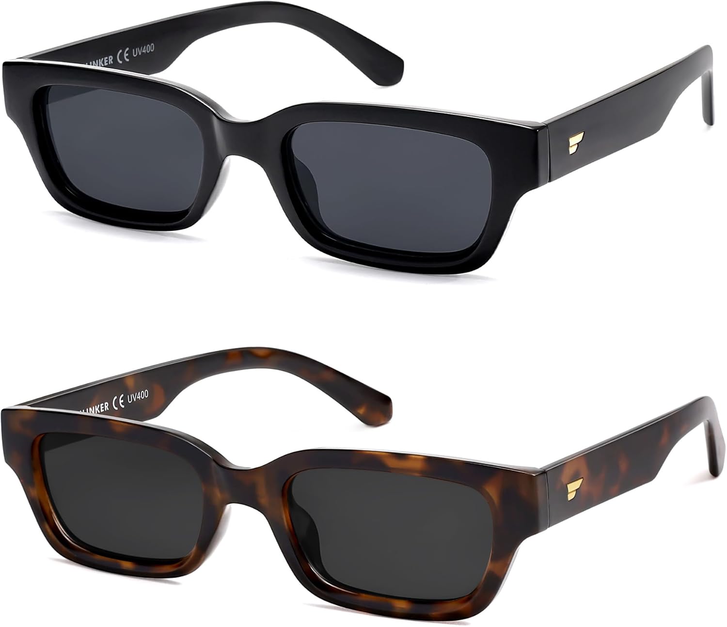 

Поляризованные модные маленькие узкие квадратные солнцезащитные очки VANLINKER «кошачий глаз» для женщин в стиле ретро-винтаж VL9846, 2 Pack All Black + Tortoise Frame Grey Lens