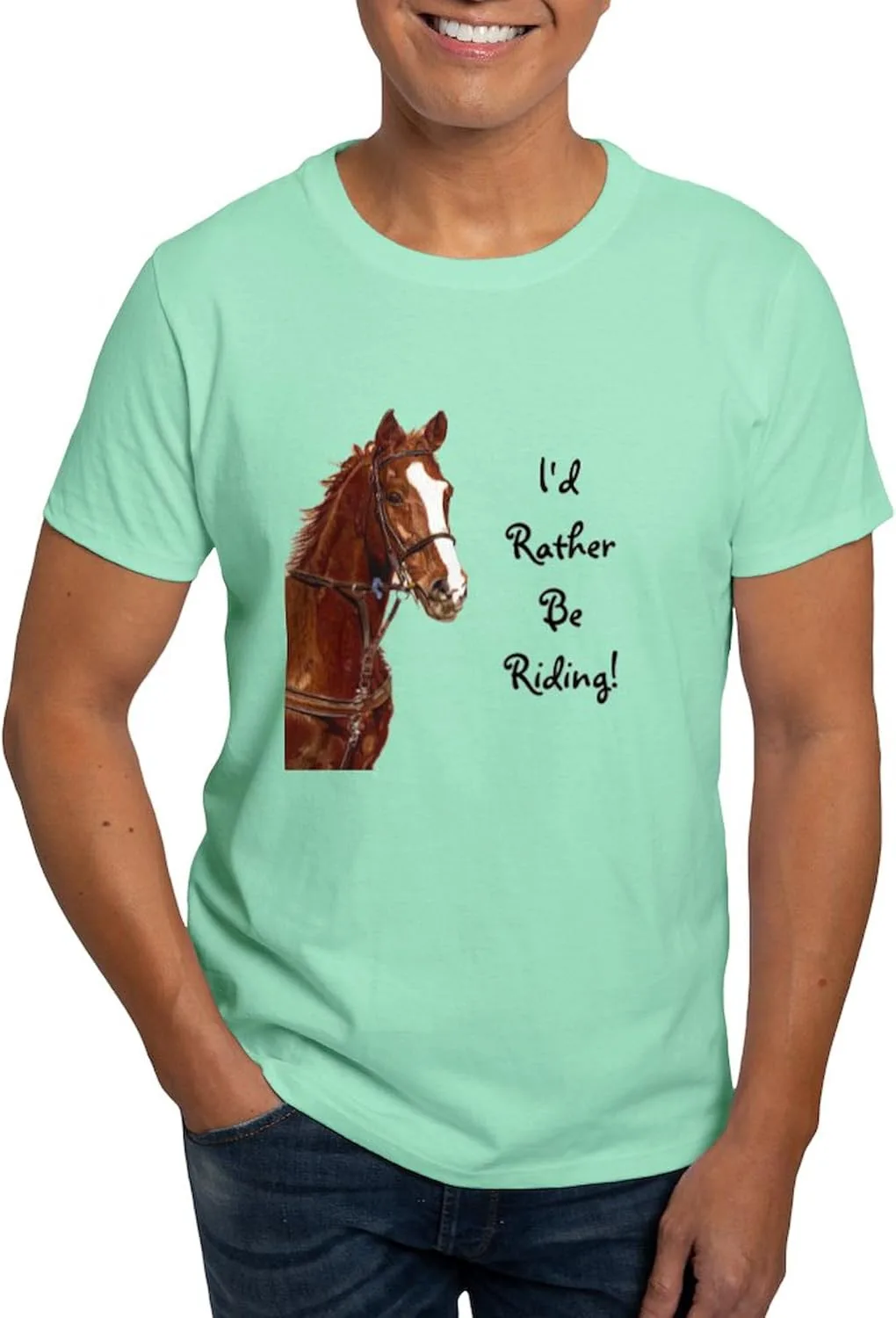 

Футболка мужская Id Rather Be Riding! Horse Dark T Shirt, 100% Cotton CafePress