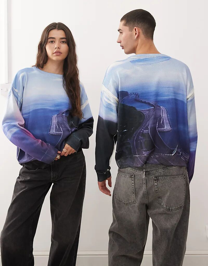 

COLLUSION Унисекс, свободный джемпер с принтом в рубчик