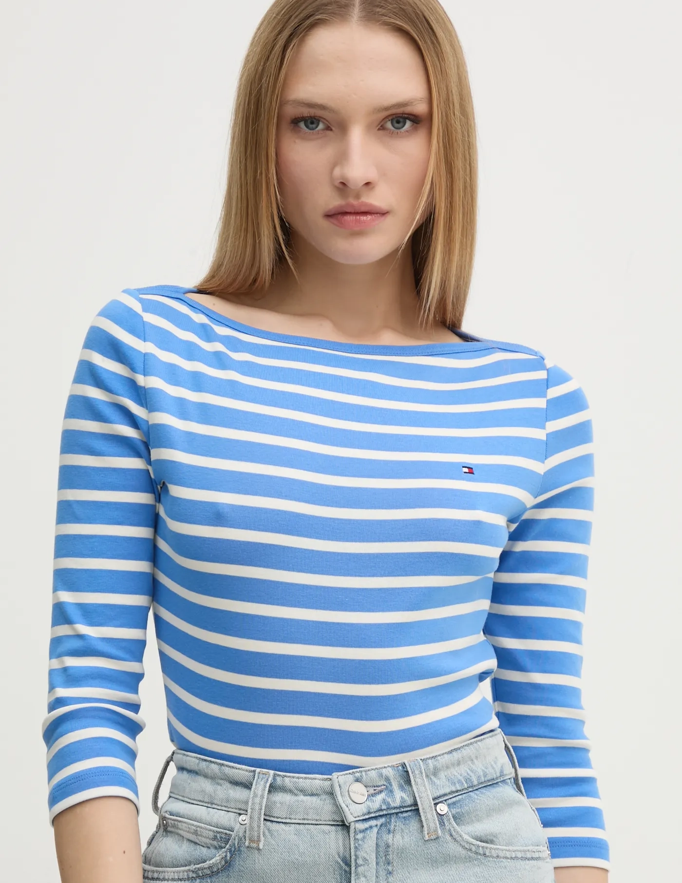 

Хлопковый топ с длинными рукавами Tommy Hilfiger, синий