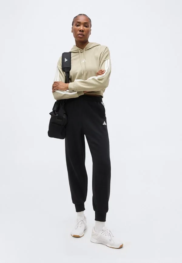 Худи essentials с тремя полосками, укороченное, из французской махровой ткани Adidas Sportswear, Khaki/White — фото 2