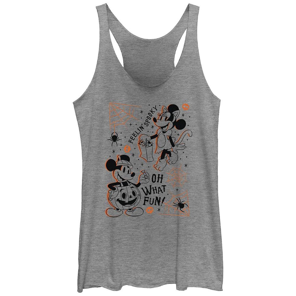 

Майка Disney's Mickey Mouse And Minnie Feelin' Spooky Tri-Blend для юниоров с графическим рисунком Racerback, цвет Gray Heather