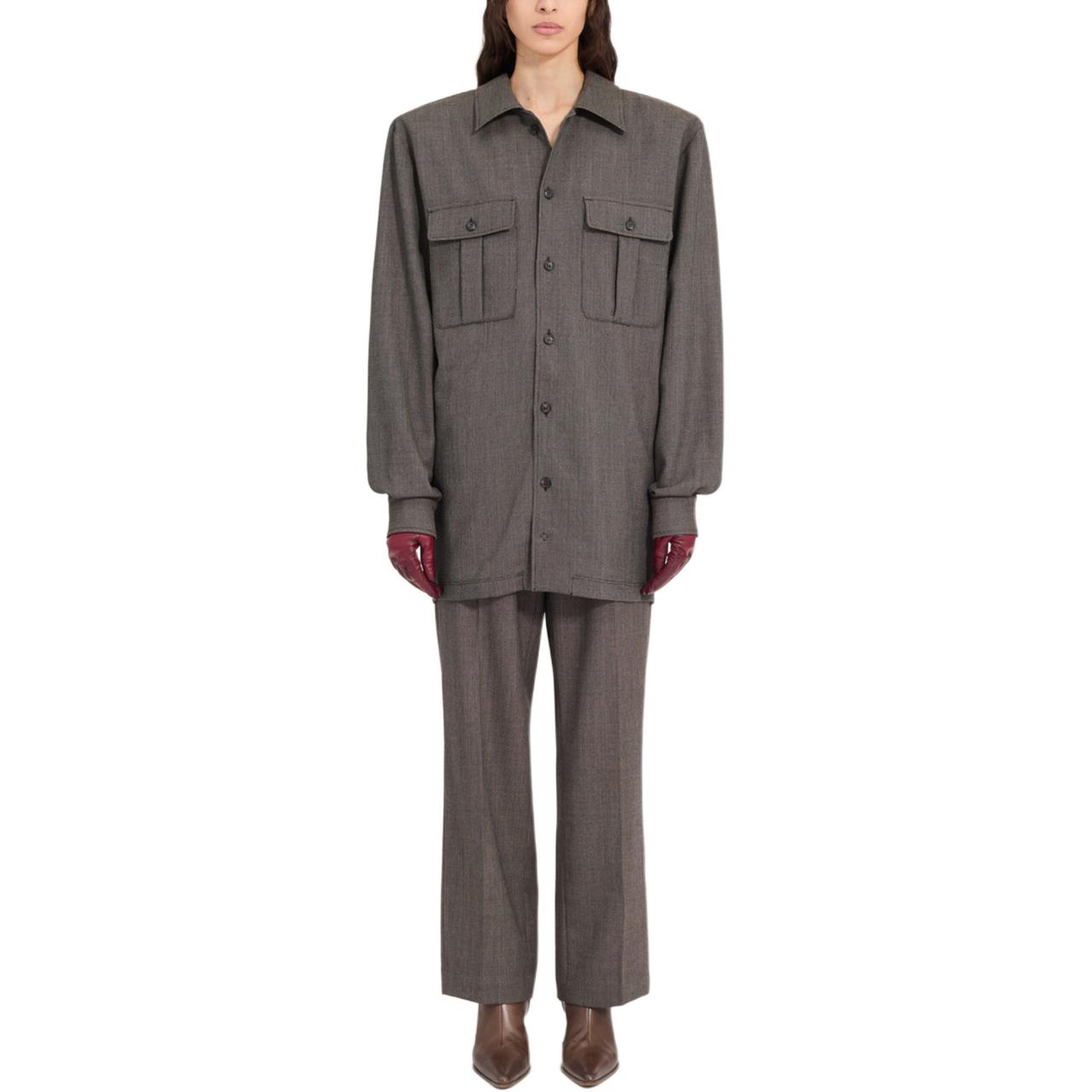 FW25 Длинное платье с длинными рукавами для женщин MM6 Maison Margiela, коричневый