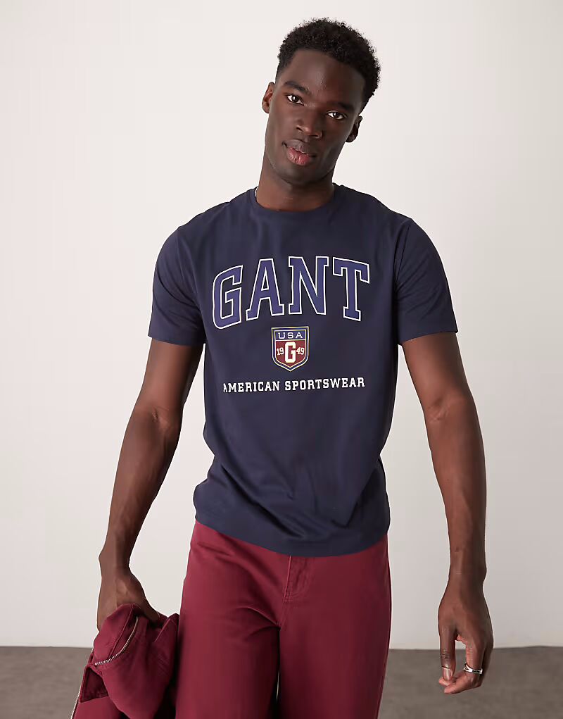 

Футболка с логотипом GANT varsity темно-синего цвета