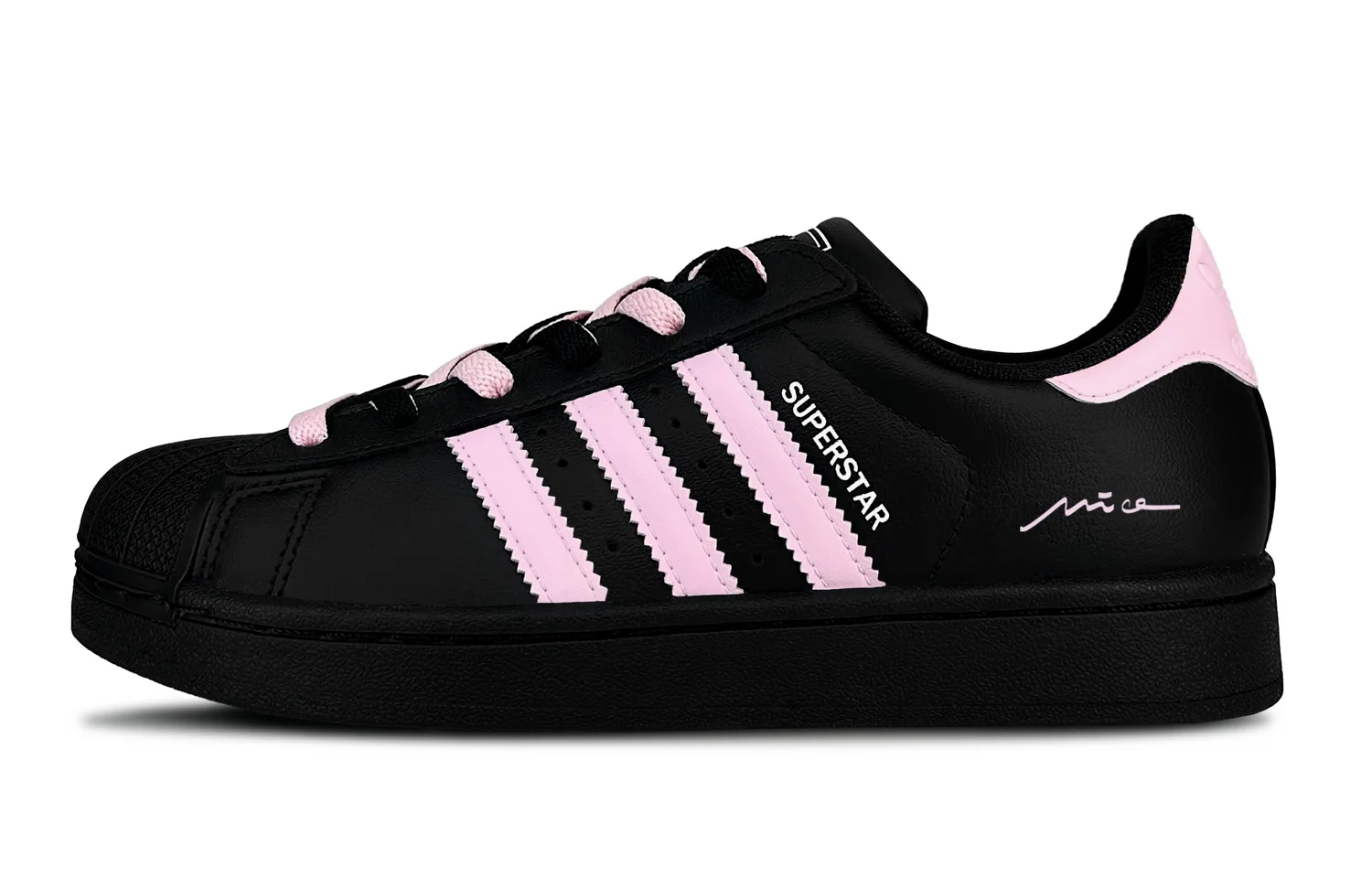 Adidas Originals Кроссовки для скейтбординга Superstar 2 Heartbeat Poem Abrasion Resistant низкие черно-розовые для подростков — фото 3