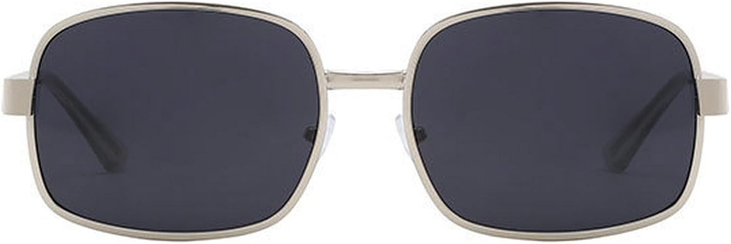 

Солнцезащитные очки в стиле ретро квадратной формы для женщин, винтажные очки в металлической оправе в стиле 90-х, модные солнцезащитные очки для мужчин в стиле панк mincl, Silver Black