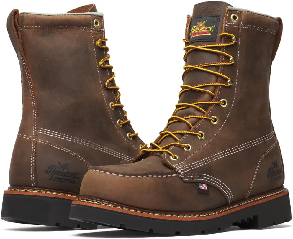 Ботинки Thorogood 8” Moc Toe для мужчин, промышленные и строительные ботинки, прочная кожа, противоскользящая подошва, удобная посадка, черный — фото 3