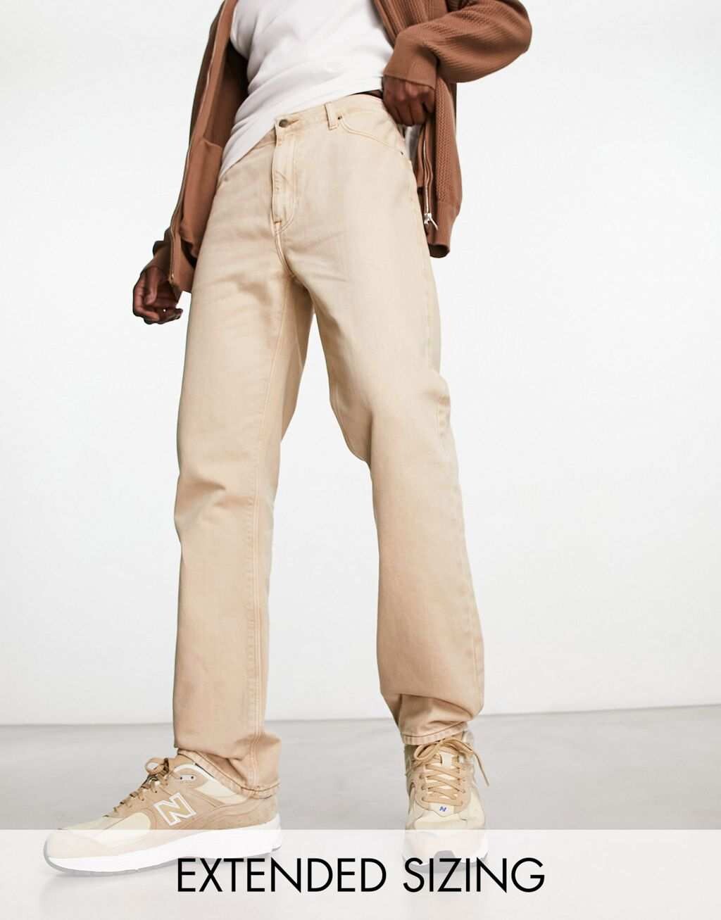 

Светло-бежевые прямые джинсы ASOS DESIGN