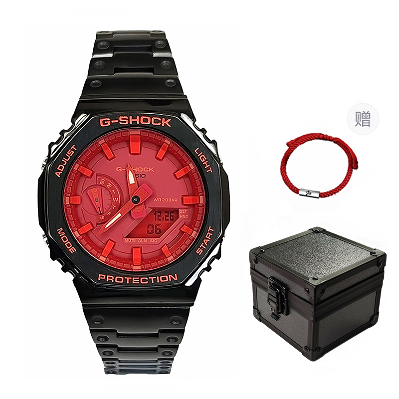 

CASIO Мужские часы с жидкокристаллическим/аналоговым дисплеем, 44 мм, красные