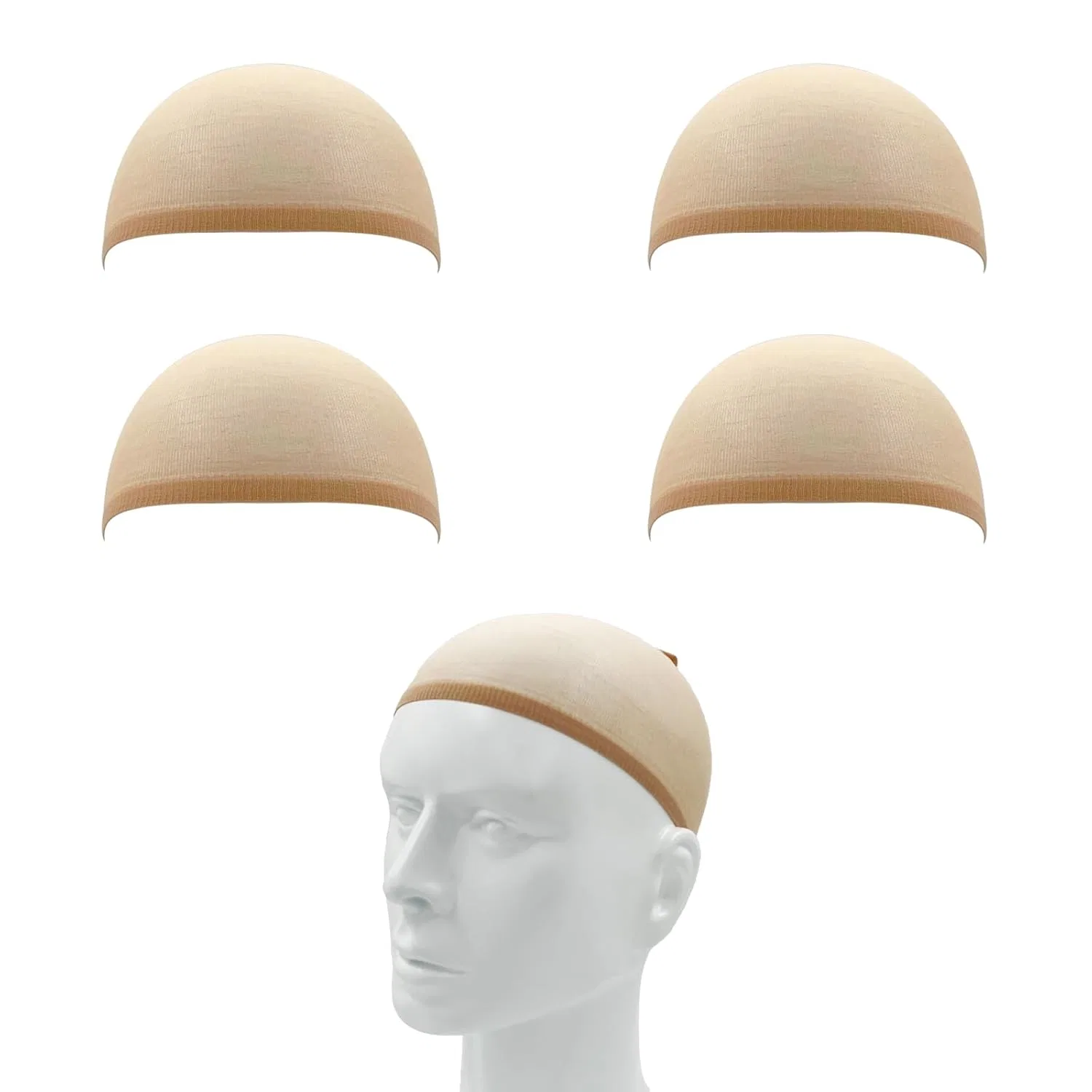 Набор из 4 дышащих нейлоновых шапочек для париков Ahlpo, 4 Beige