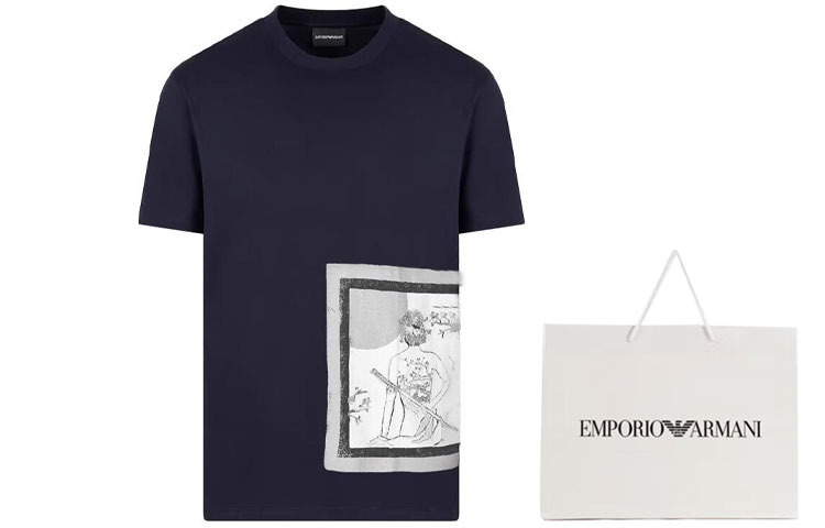 Футболка Emporio Armani мужская морская синяя — фото 2