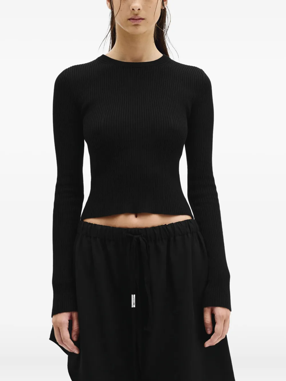 

Укороченная футболка Кати в рубчик Ann Demeulemeester, черный