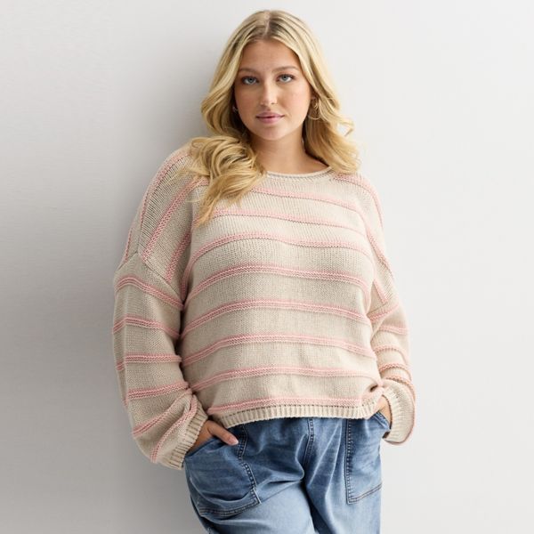 

Джемпер с лодочкой для девушек больших размеров So, цвет oatmeal heather stripe