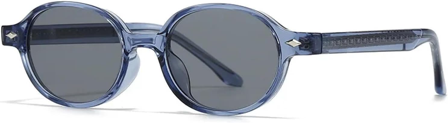 

Роскошные овальные солнцезащитные очки с заклепками для женщин и мужчин, популярный винтажный панк, для активного отдыха и вождения, защита от УФ-излучения UV400 TVTBBVV, Blue Light Gray