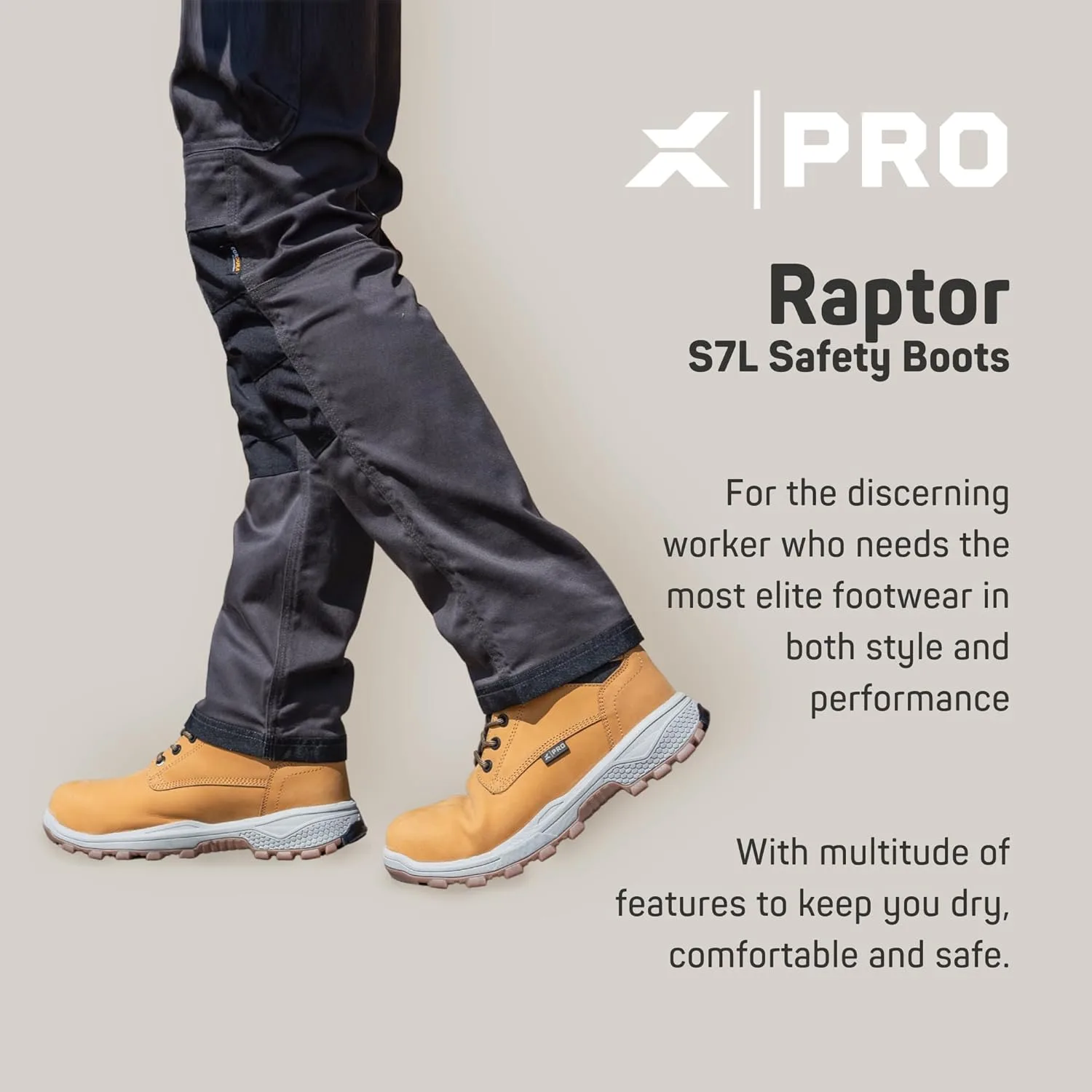 Рабочие водонепроницаемые ботинки Xpert PRO Raptor S7L на шнуровке с защитным носком. Водонепроницаемые кожаные рабочие ботинки. Мужские ботинки имеют удобную подошву и термоплатформу, коричневый — фото 2