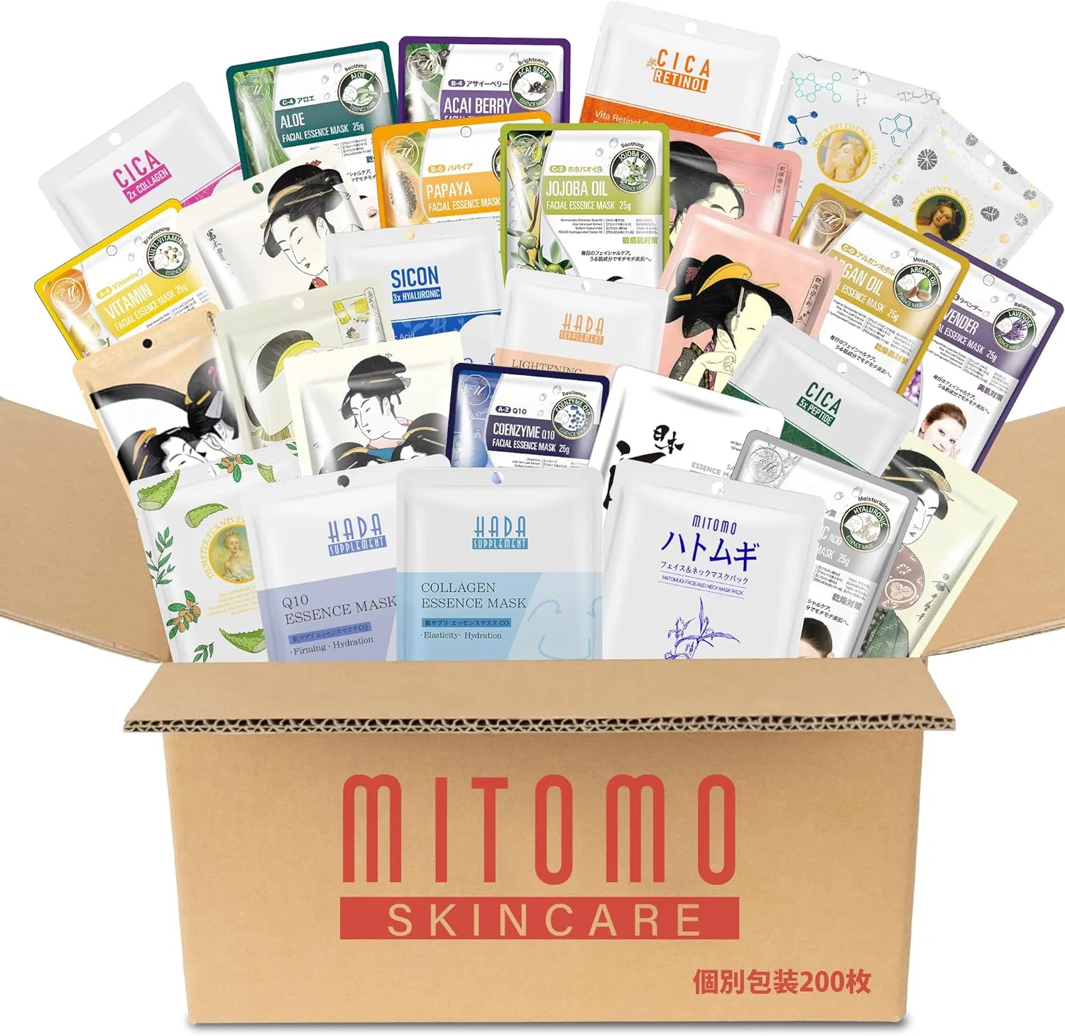 Набор Mitomo Skincare — Увлажняющих листовых масок 200 шт