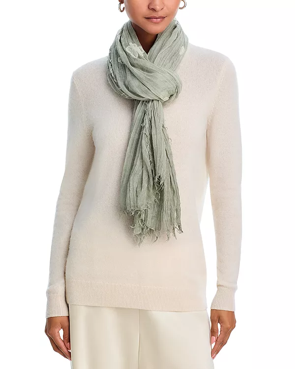 

Однотонный шарф с цветочной вышивкой V-образной формы - эксклюзивный Fraas, серый