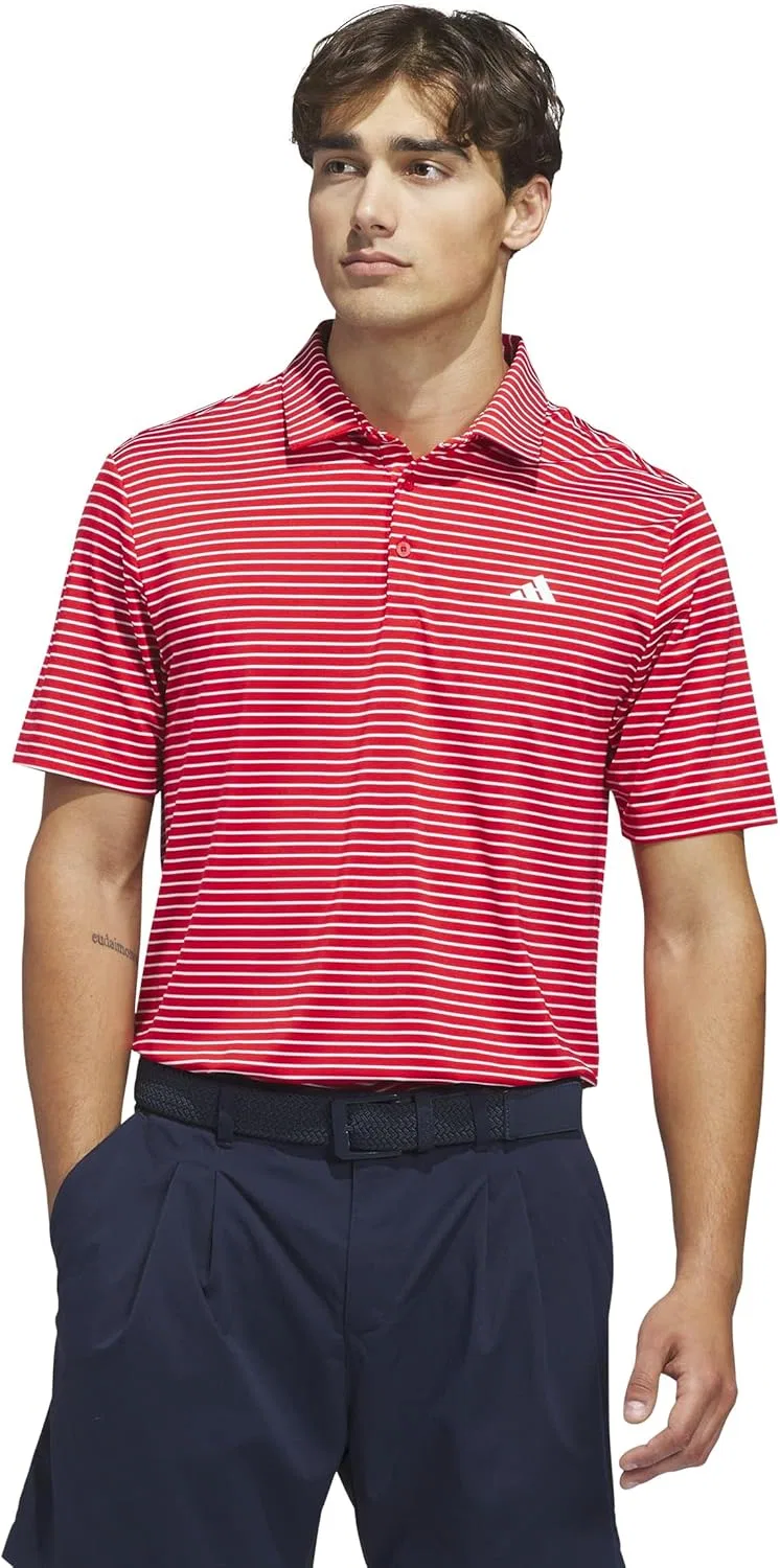 Поло мужское с полосой adidas, Collegiate Red, White