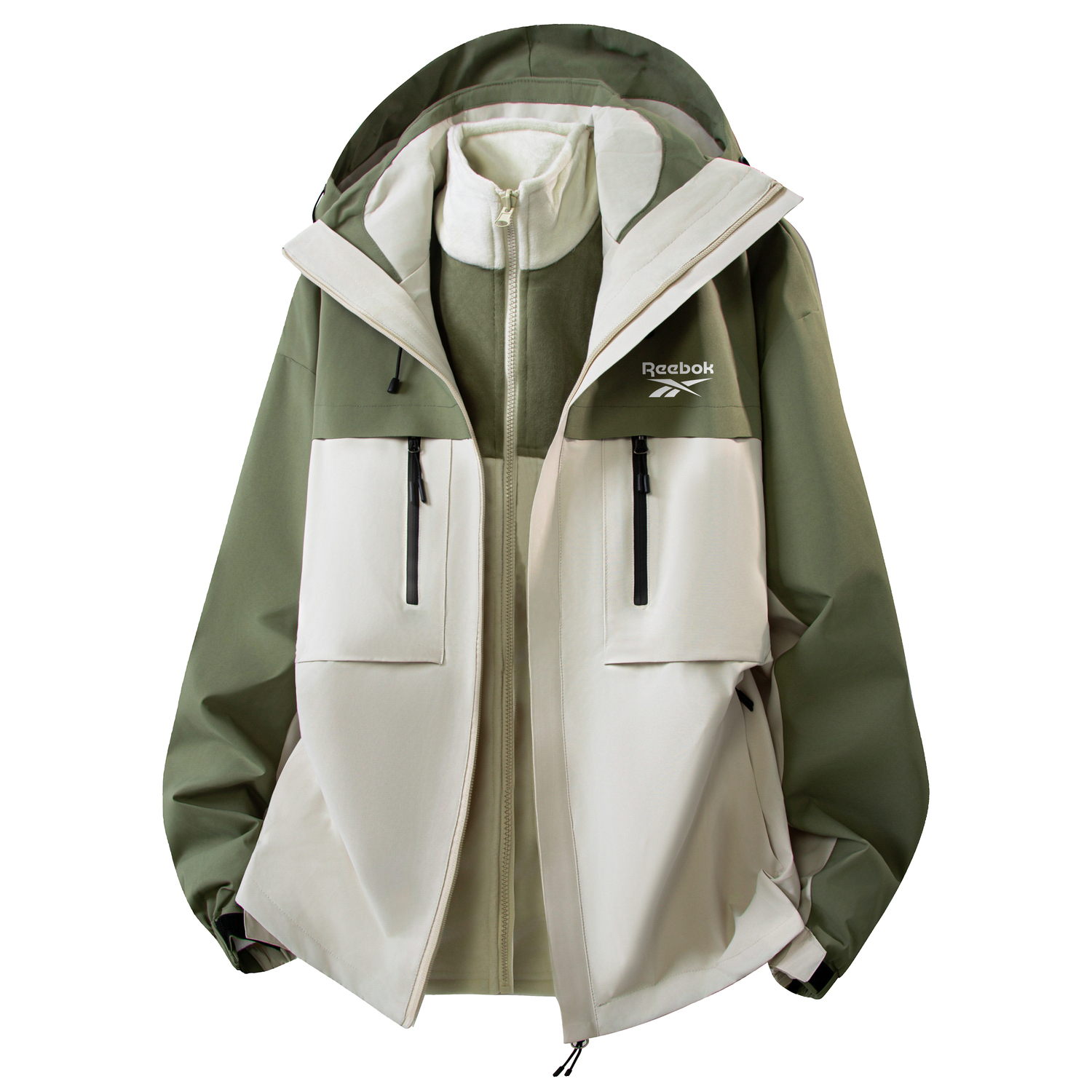 

Куртки Unisex с капюшоном Moderate Others Reebok, белый & светло зеленый