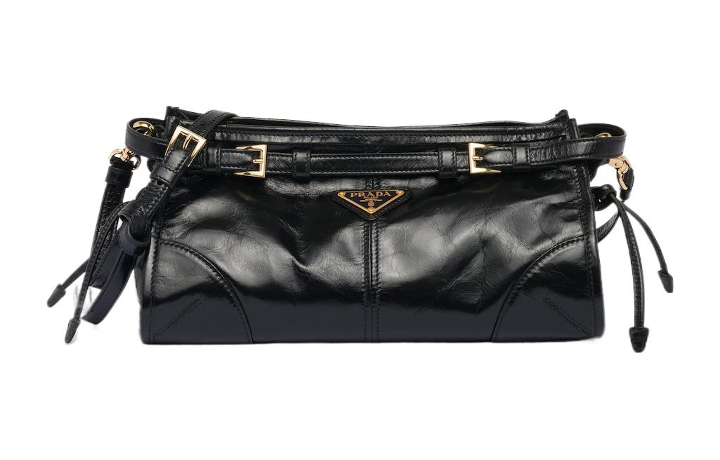 

Кожаная женская сумка через плечо маленького размера черная PRADA