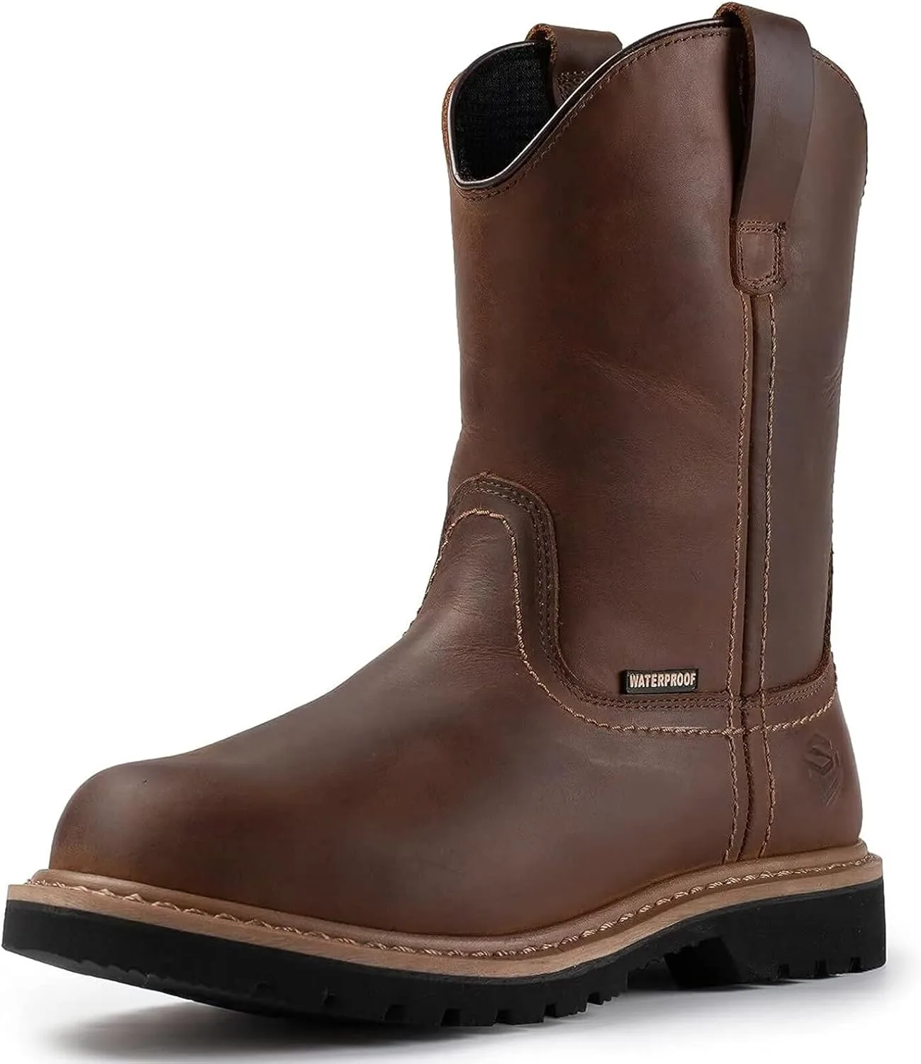 

Мужские водонепроницаемые сапоги SUREWAY с мягким/стальным носком 10 дюймов, прочные рабочие сапоги с удобной обувной колодкой, из кожи полной выделки, прошитые по технологии Goodyear, с превосходной устойчивостью к скольжению, коричневый