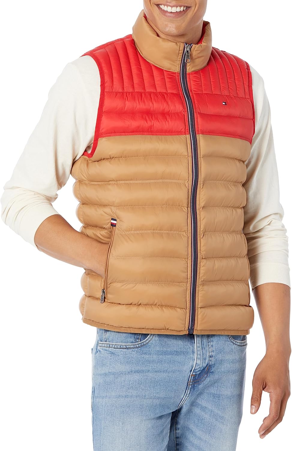 

Легкая мужская куртка-пуховик Tommy Hilfiger, Khaki/Red Colorblock