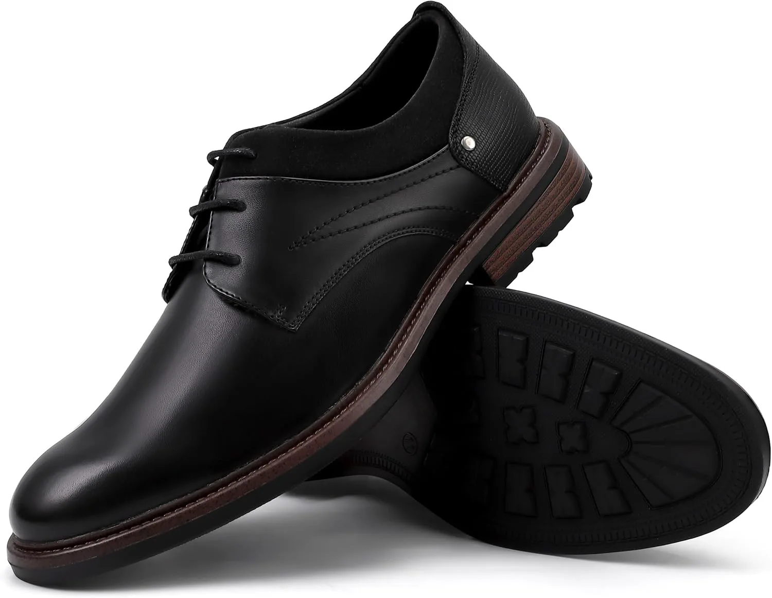 

Мужские классические туфли, мужские оксфорды, стильные кожаные туфли на шнуровке с декоративными перфорациями, деловые повседневные формальные дерби EliteLand, черный