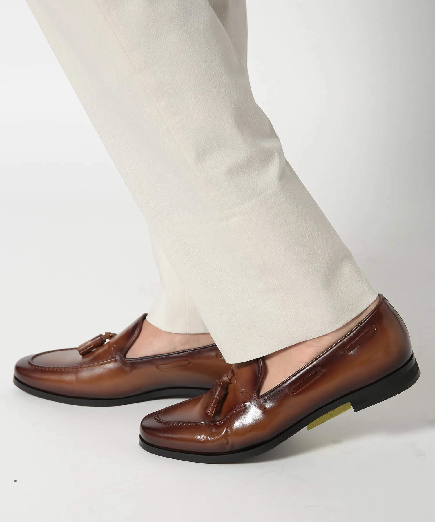 Мужские лоферы из натуральной кожи с кисточкой Real Leather Tassel Loafer MEN'S BIGI тёмно-синие — фото 4