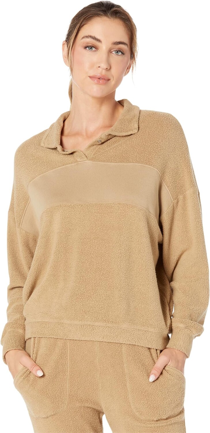 

Толстовка SUNDRY Faux Sherpa Collar Sweatshirt, цвет Biscuit