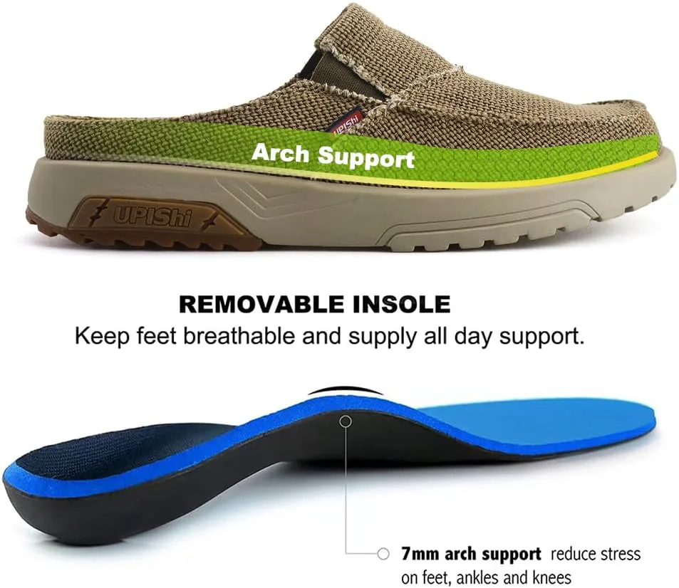 

Мужские ортопедические тапочки UPIShi с поддержкой свода стопы для снятия боли при плантарном фасциите, текстильные, для дома и улицы, слипоны-лоферы, нескользящие повседневные туфли, темно-коричневый